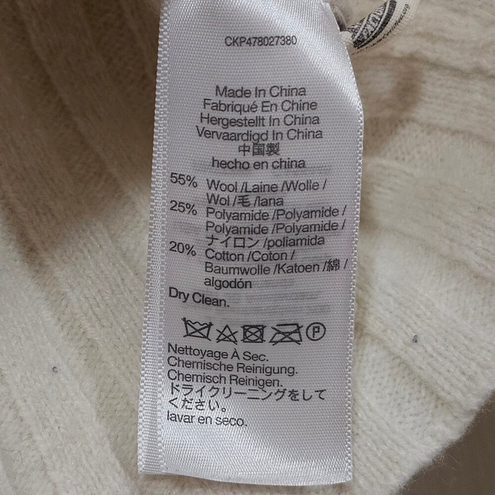 Madewell Cropped Ribbed Sweater Wool Blend Cream Mock Neck Size M - Picture 5 of 7